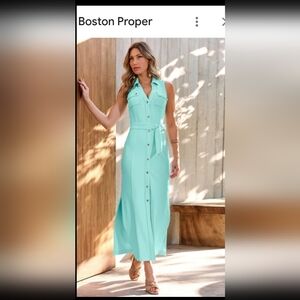Boston Proper Aqua Maxi Dress